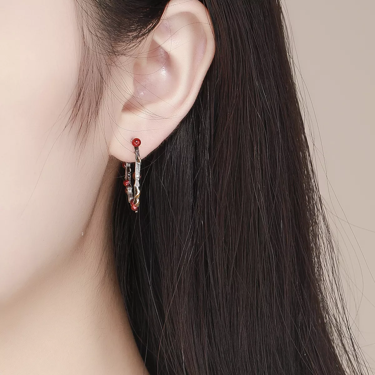 Brinco Argolas Cor do outono estilo Pandora - SCE443