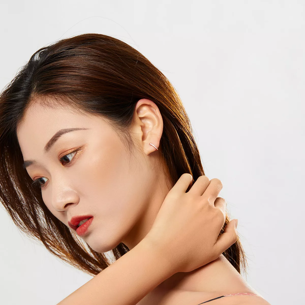 Brinco Argolas Círculo Pequeno estilo Pandora Rosa - SCE498-C