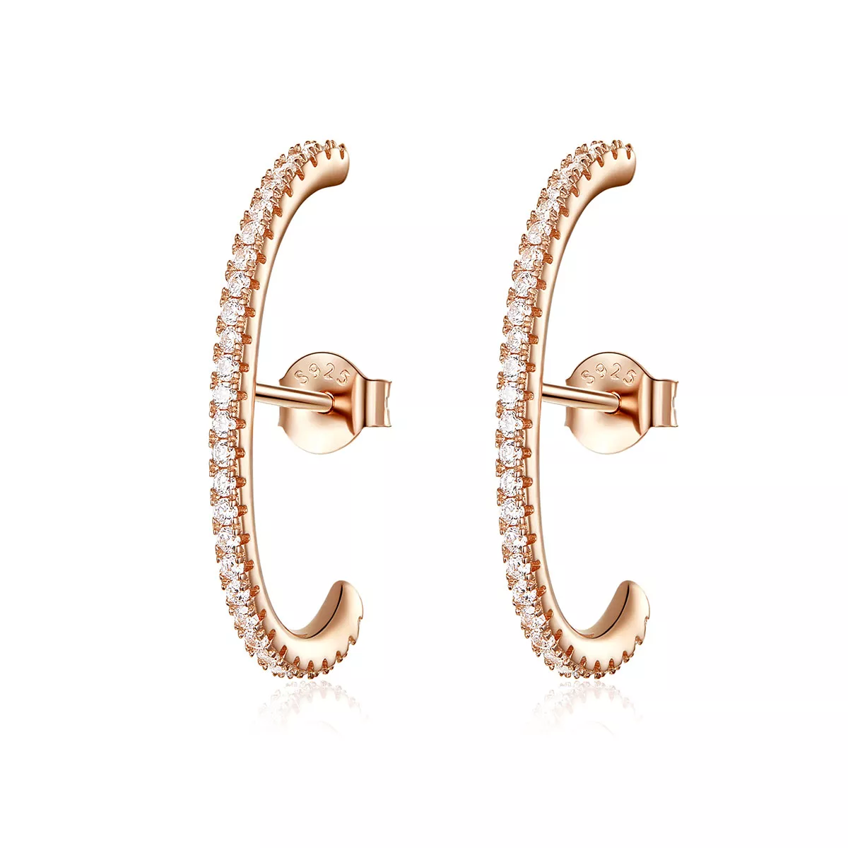 Brinco Argolas Radianos elegantes estilo Pandora Rosa - SCE548