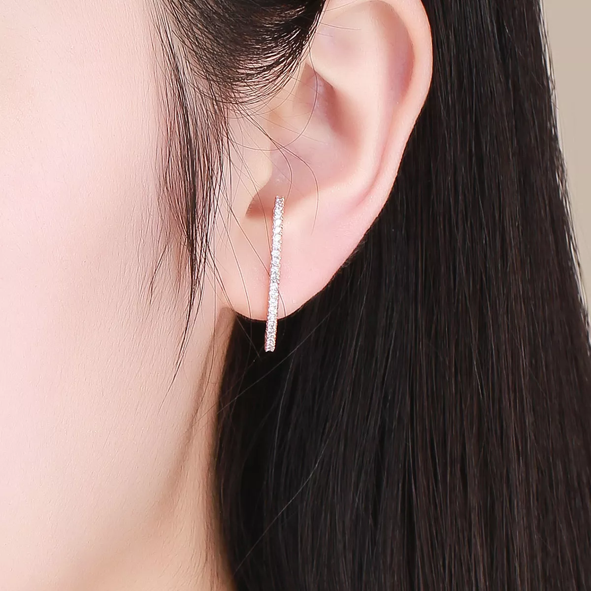 Brinco Argolas Radianos elegantes estilo Pandora Rosa - SCE548