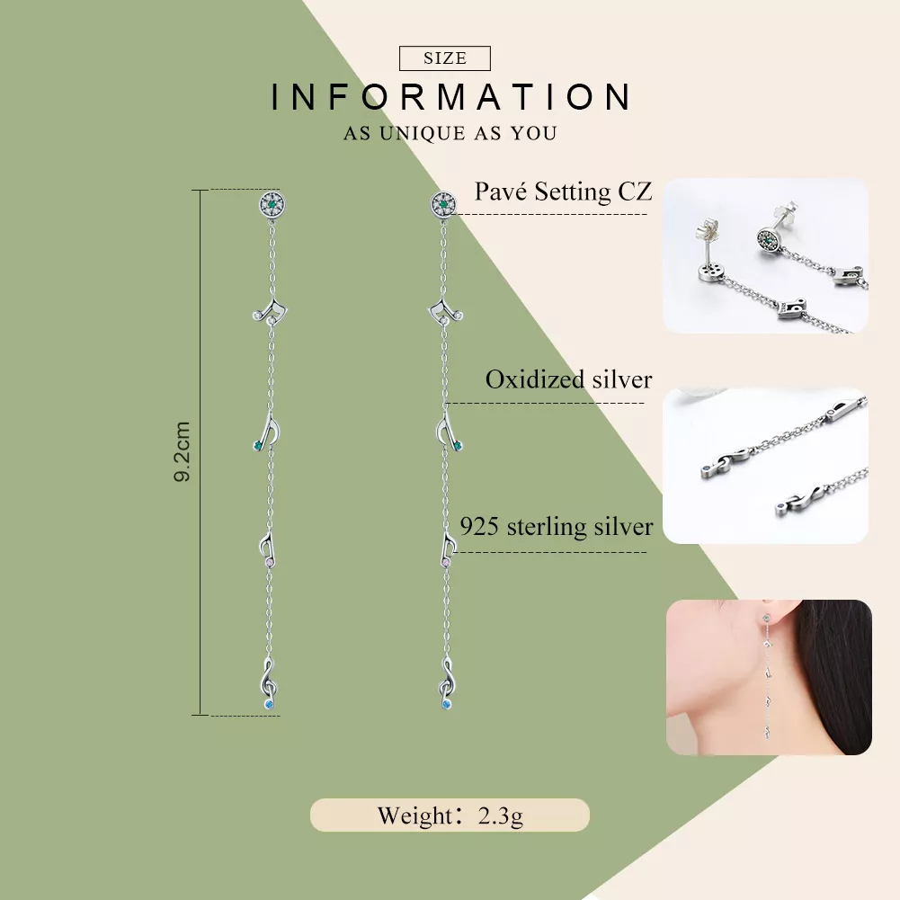 Brinco Notas oscilantes estilo Pandora - SCE202