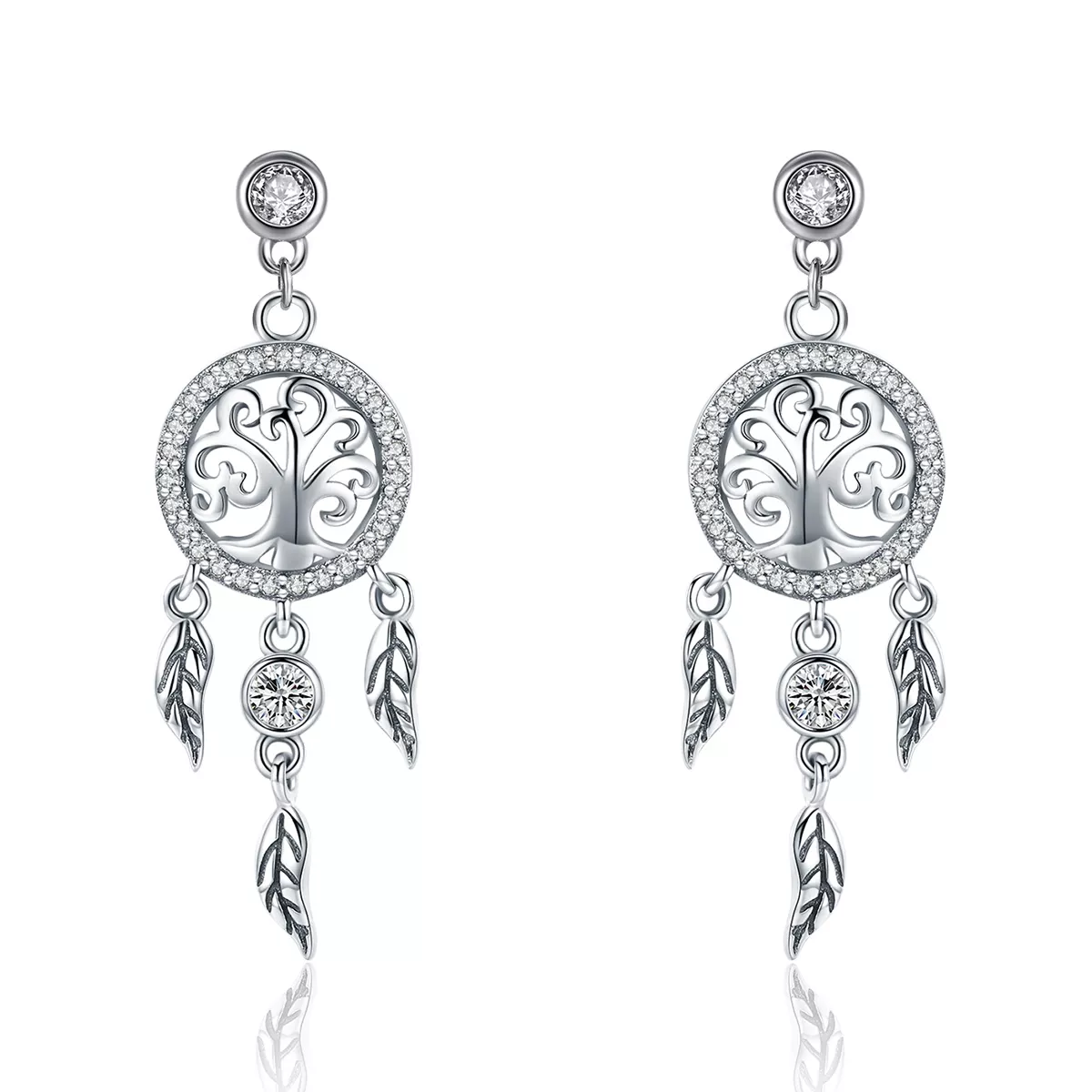 Brinco Árvore da Vida e Apanhador de Sonhos estilo Pandora - SCE457