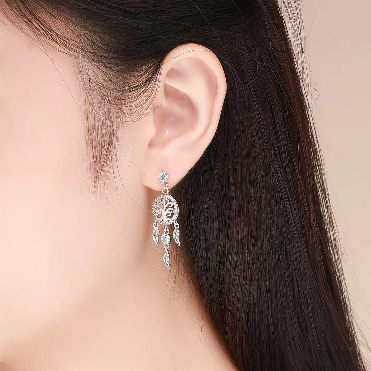 Brinco Árvore da Vida e Apanhador de Sonhos estilo Pandora - SCE457