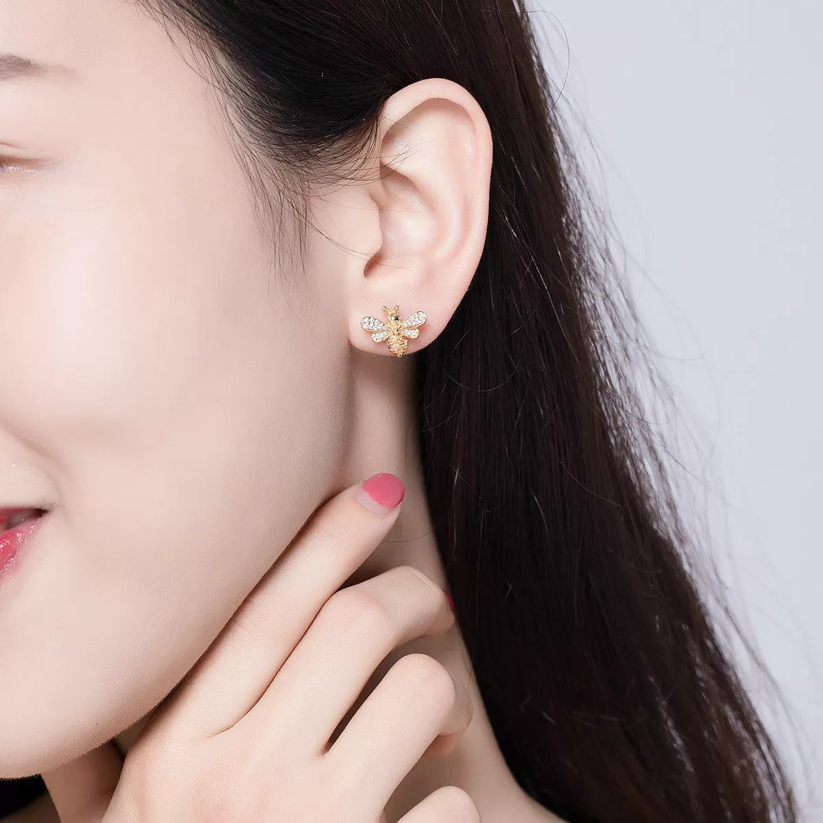 Brincos Petit abelha estilo Pandora - SCE344-B