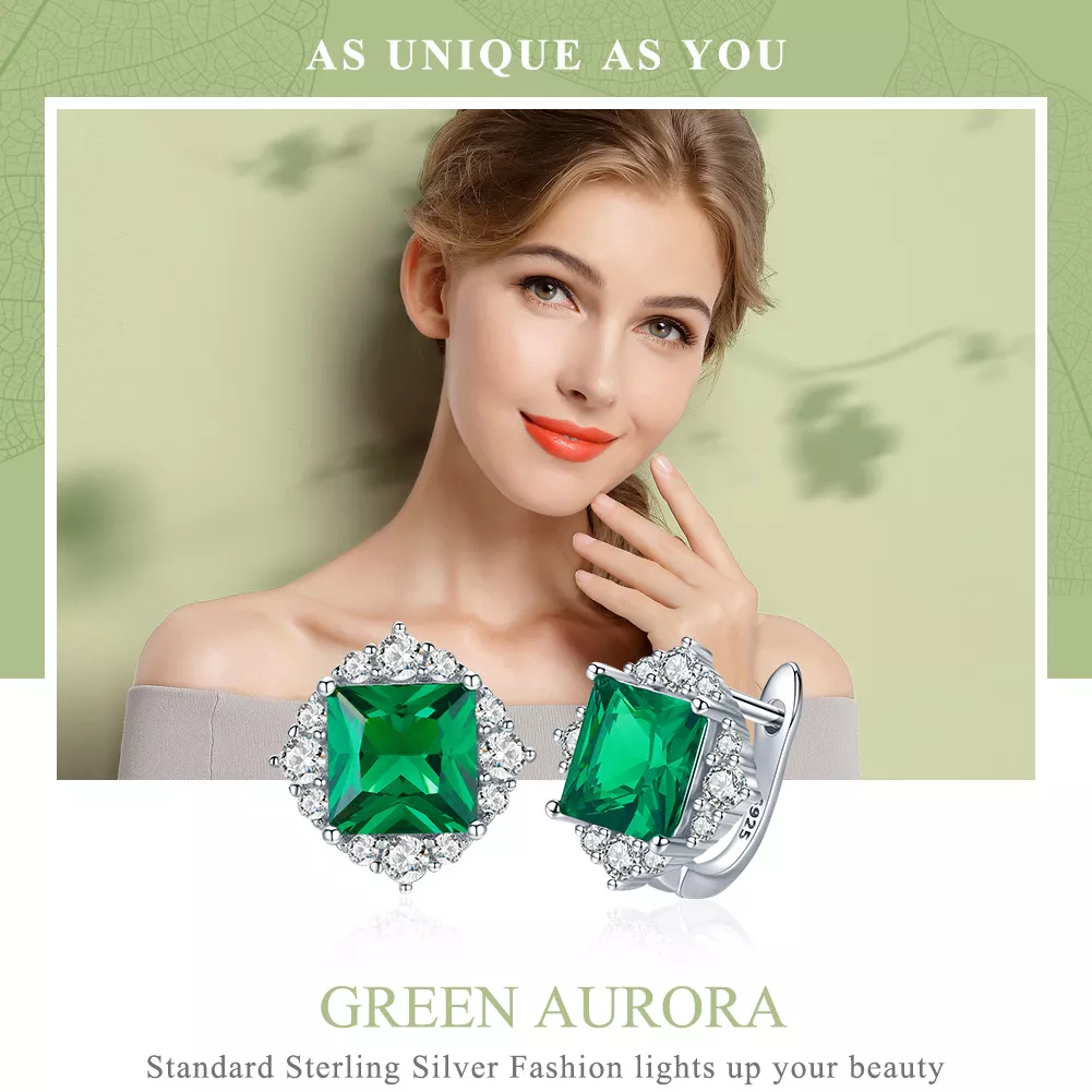 Brincos Petit Aurora Verde estilo Pandora - SCE540