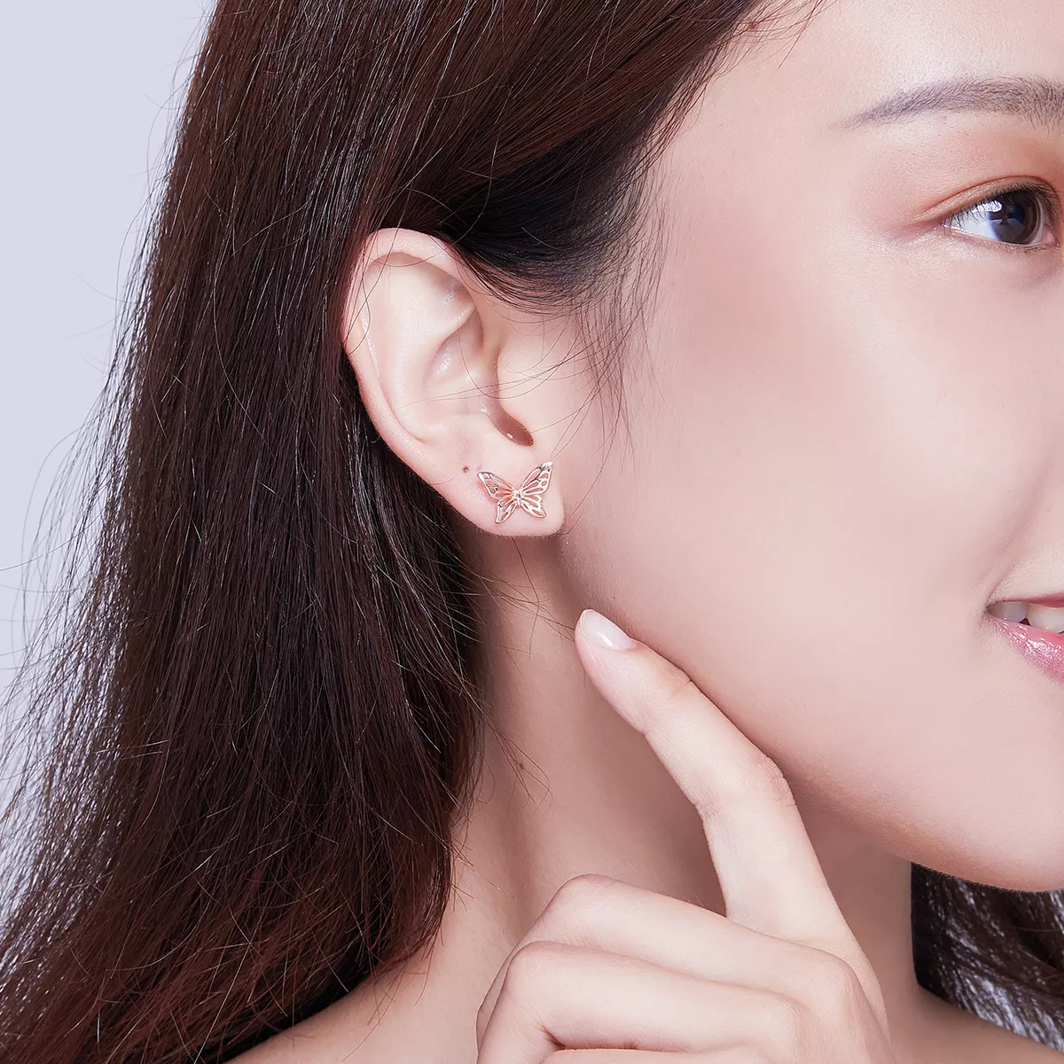 Brincos Petit Borboleta estilo Pandora Rose - SCE452-C
