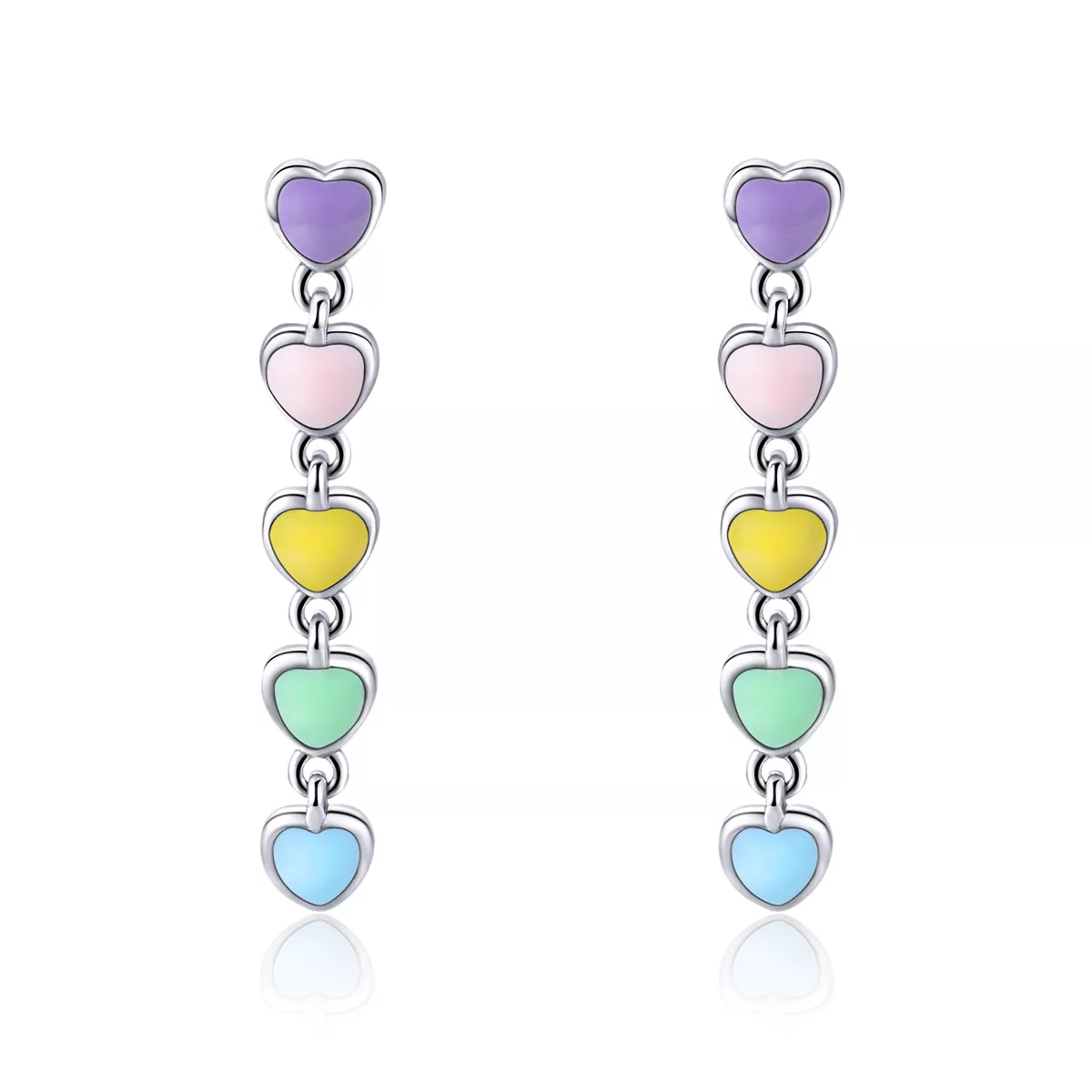 Brincos Petit Corações Arco-Íris estilo Pandora - SCE451