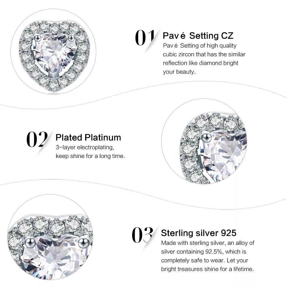 Brincos Petit Corações brilhantes estilo Pandora - SCE059