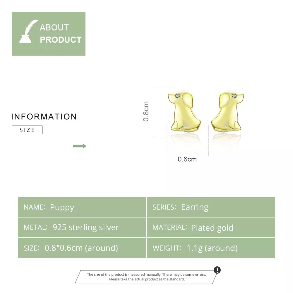 Brincos Petit Filhote de cachorro estilo Pandora - SCE584-C