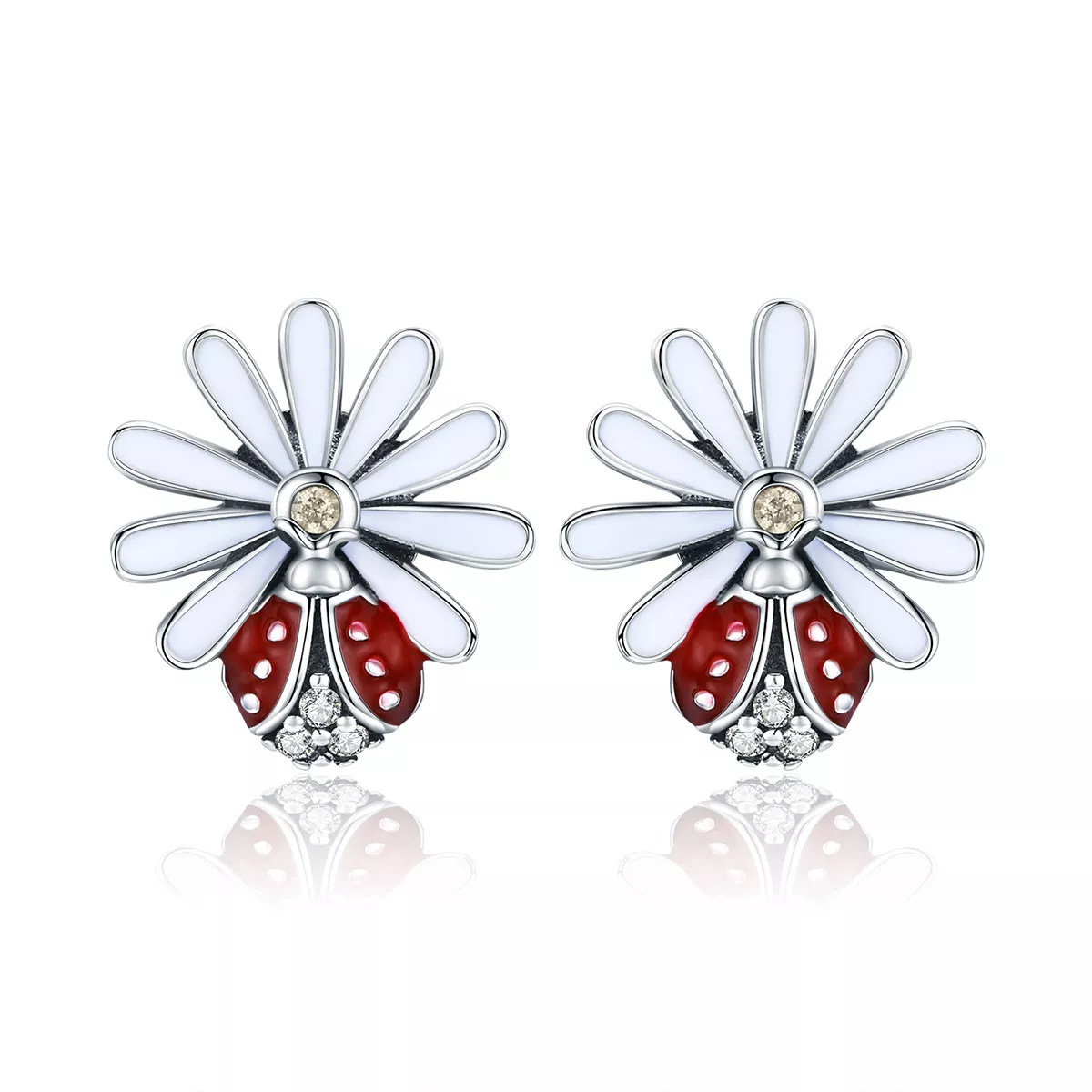 Brincos Petit Flor e Joaninha estilo Pandora - SCE459