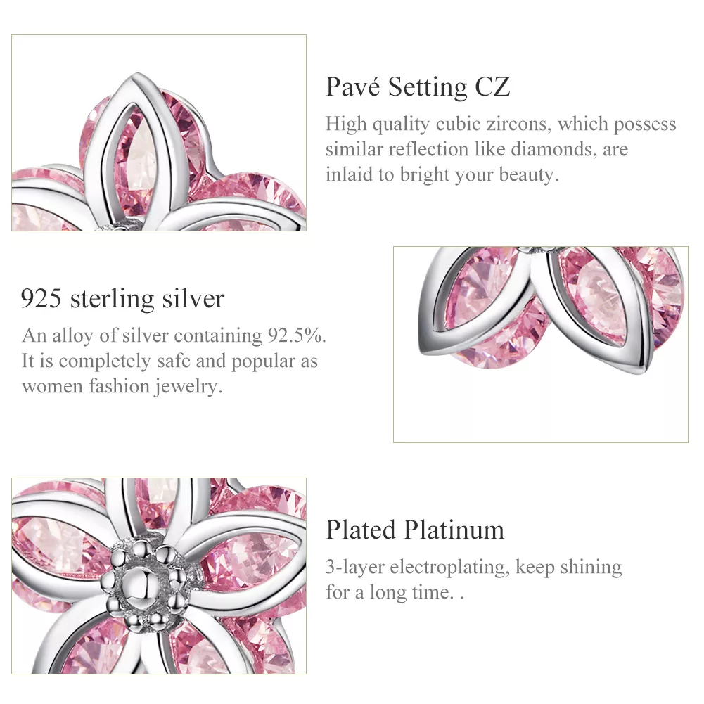 Brincos Petit Flores de cerejeira estilo Pandora - SCE644