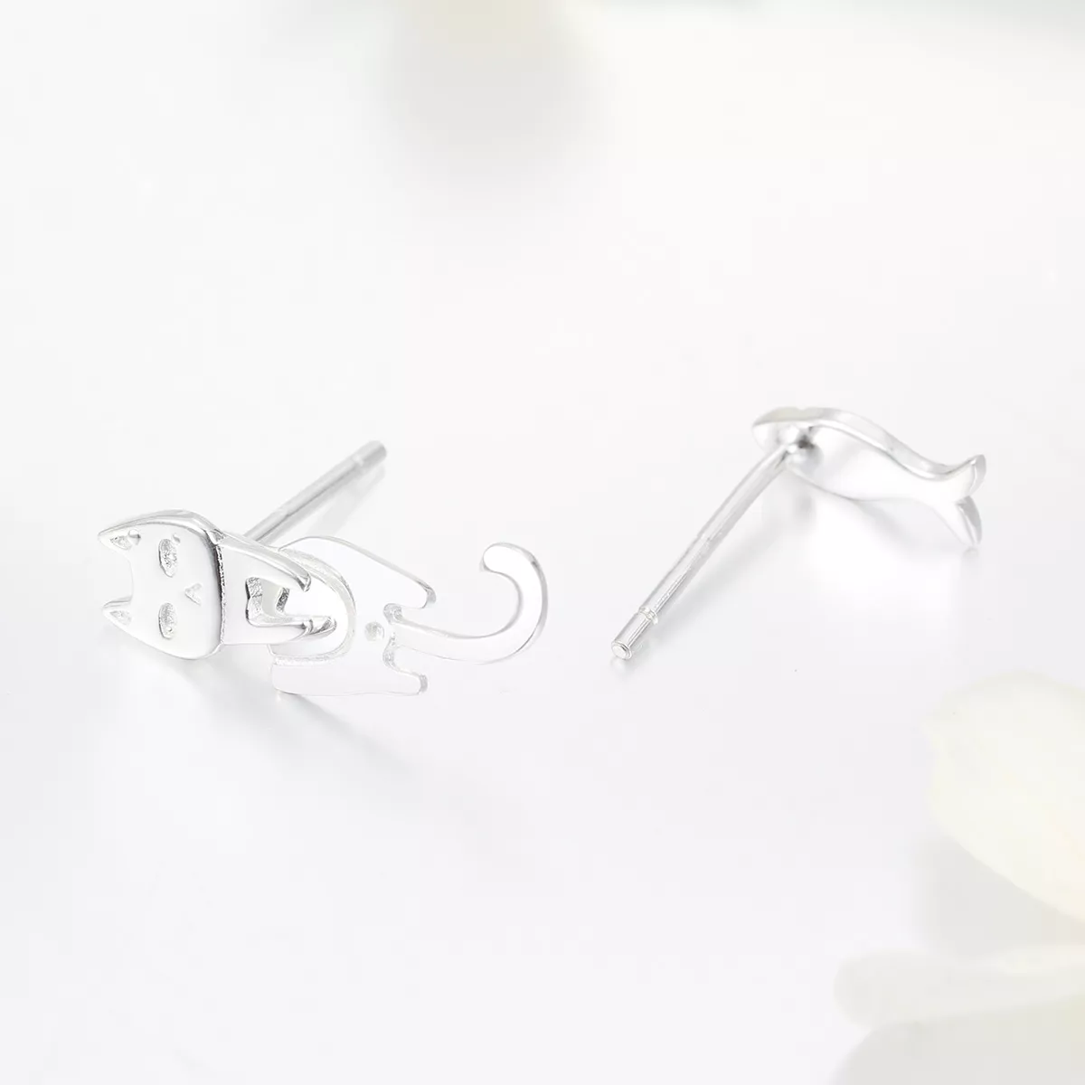 Brincos Petit Gato e peixe estilo Pandora - SCE488