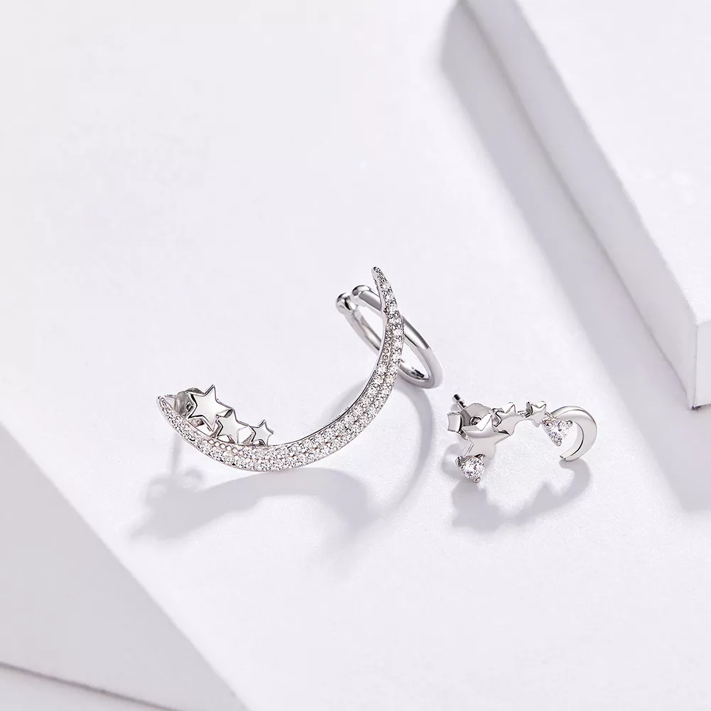 Brincos Petit Lua e Estrelas estilo Pandora - SCE616