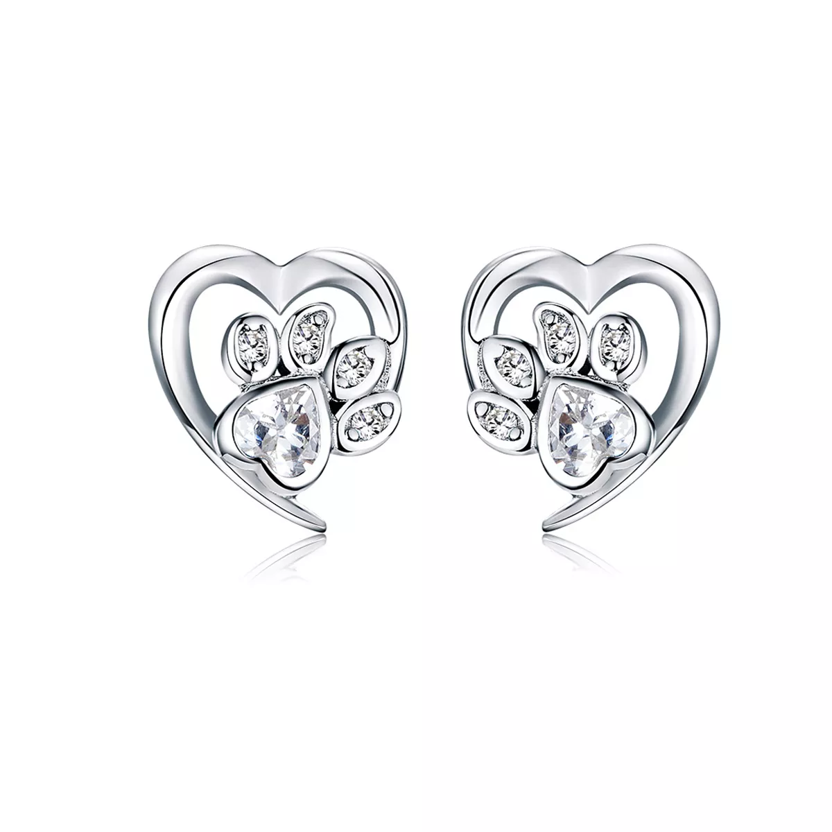 Brincos Petit Pata de cão carinhosa estilo Pandora - SCE654-WH