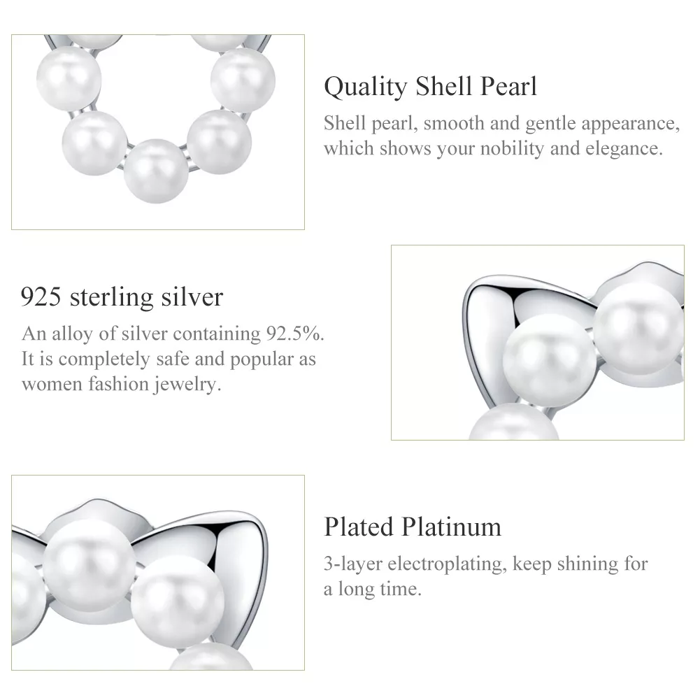 Brincos Petit Pearl Cat estilo Pandora - SCE688