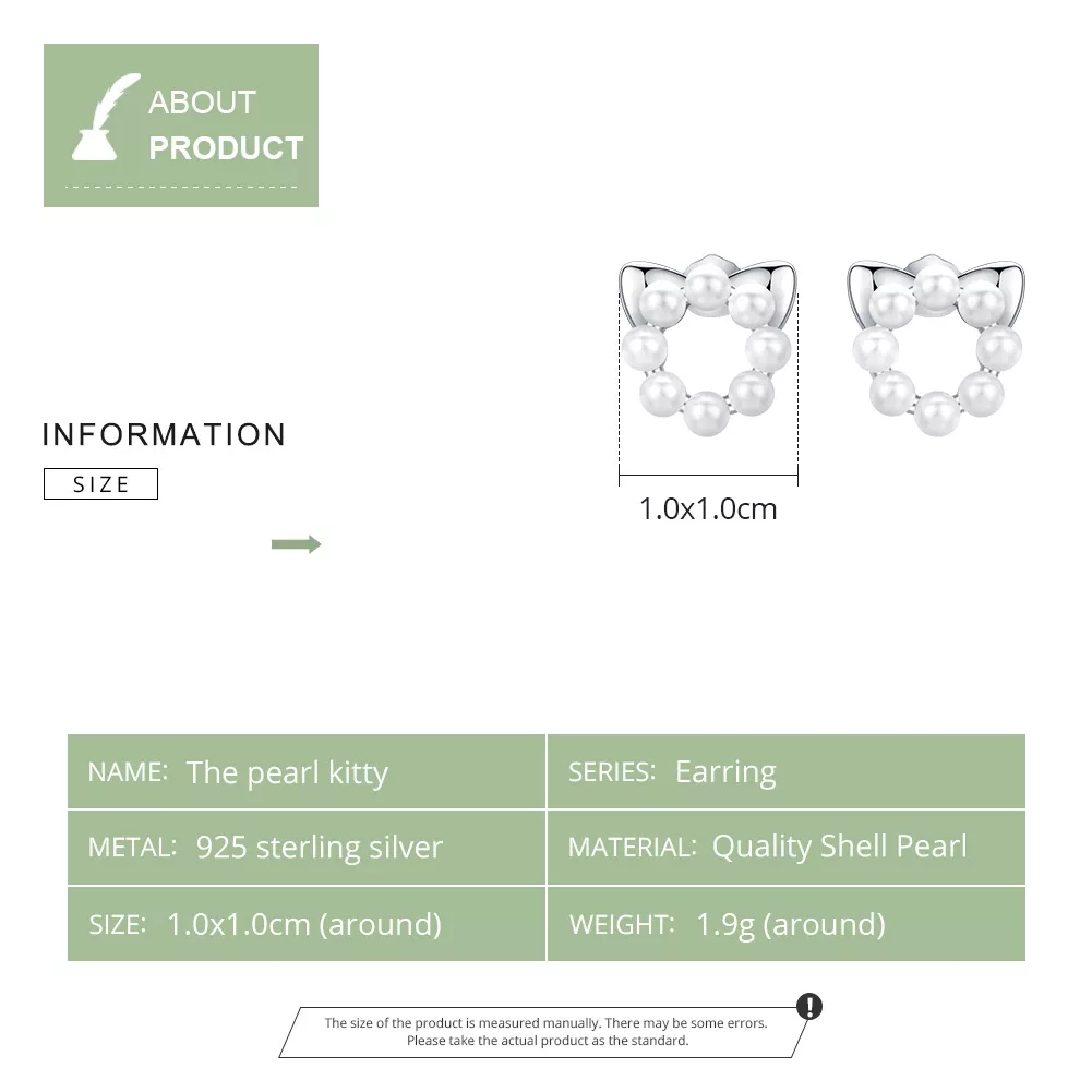 Brincos Petit Pearl Cat estilo Pandora - SCE688