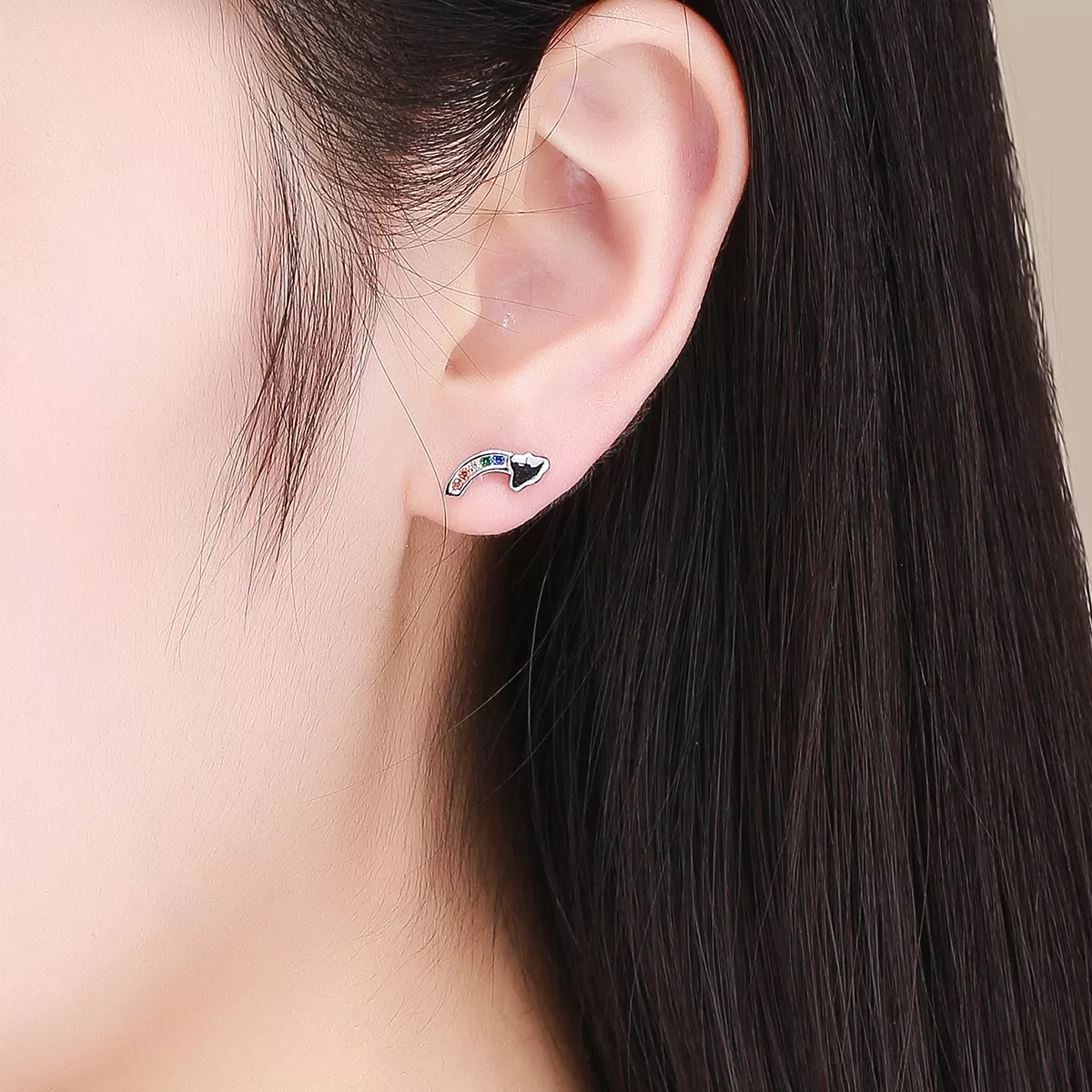 Brincos Petit Ponte de Arco-Íris estilo Pandora - SCE500