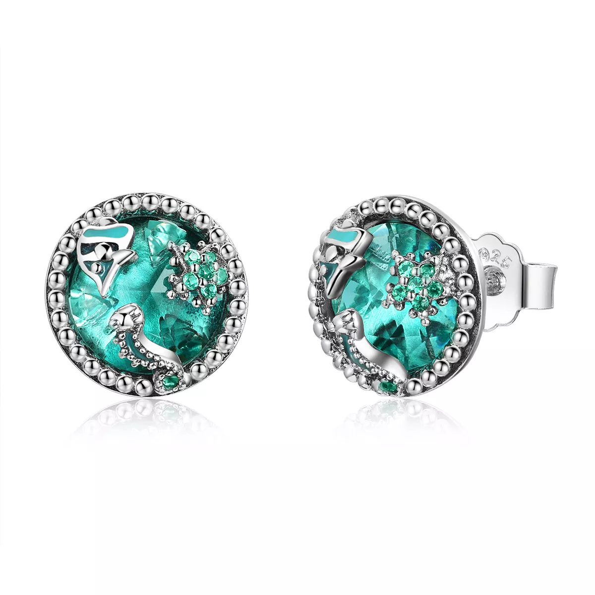 Brincos Petit Profundidades do oceano estilo Pandora - SCE496