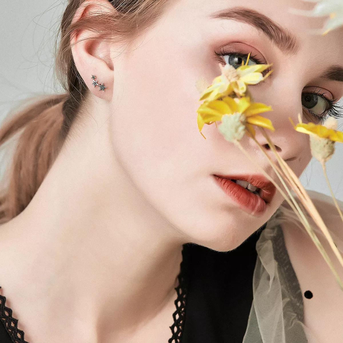 Brincos Petit Segredos das estrelas estilo Pandora - SCE292