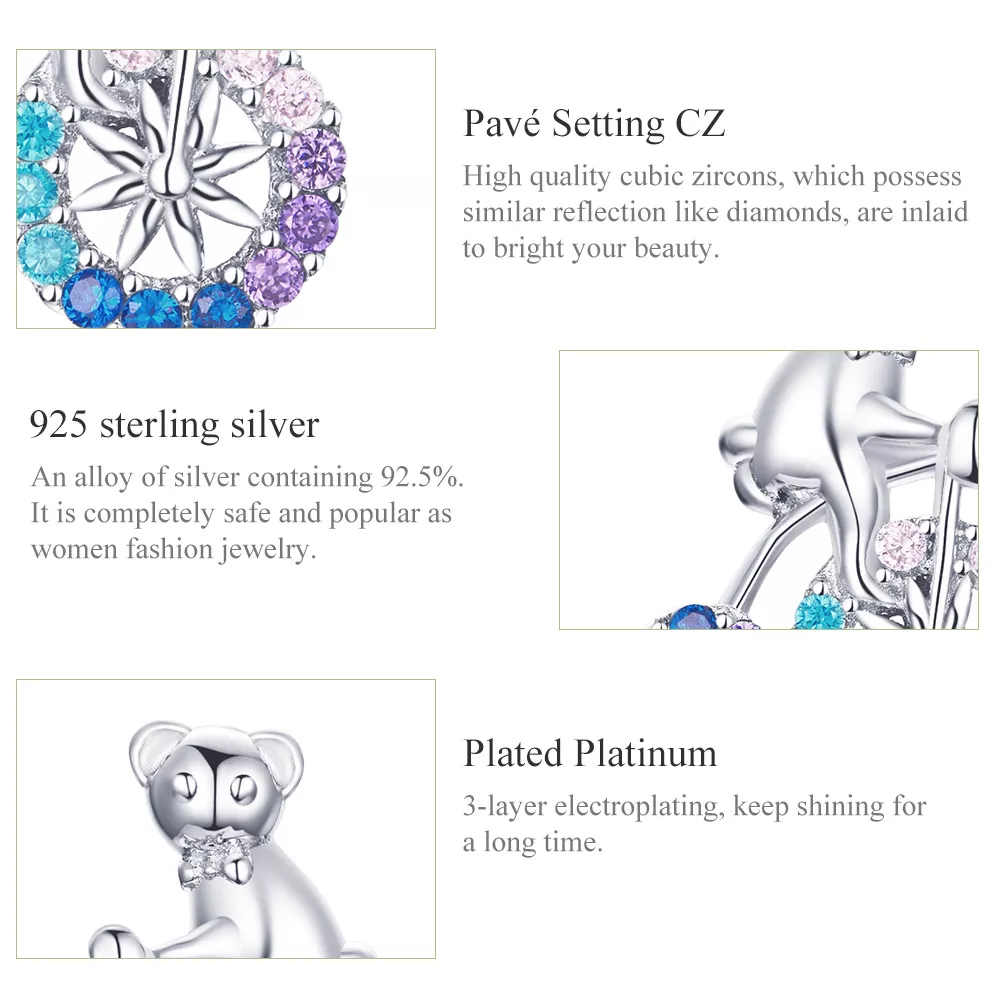 Brincos Petit Urso de bicicleta estilo Pandora - SCE677