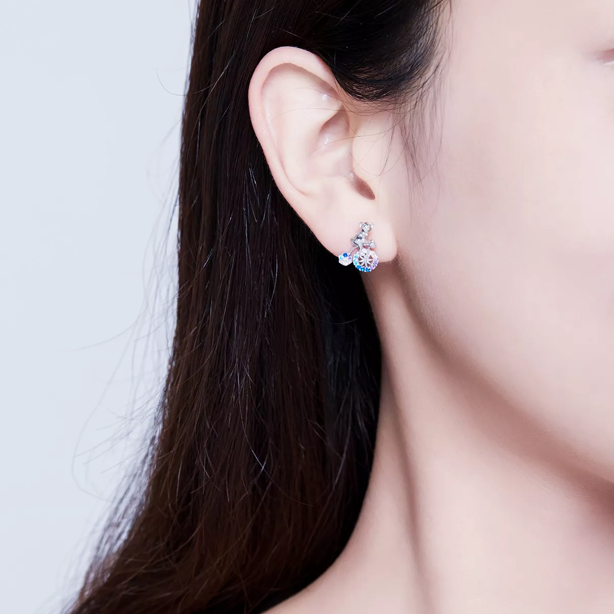 Brincos Petit Urso de bicicleta estilo Pandora - SCE677