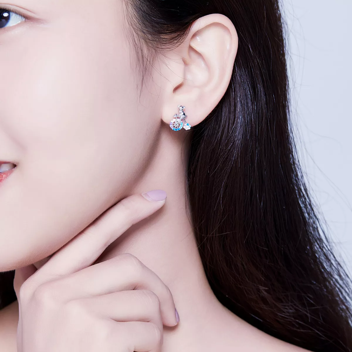 Brincos Petit Urso de bicicleta estilo Pandora - SCE677