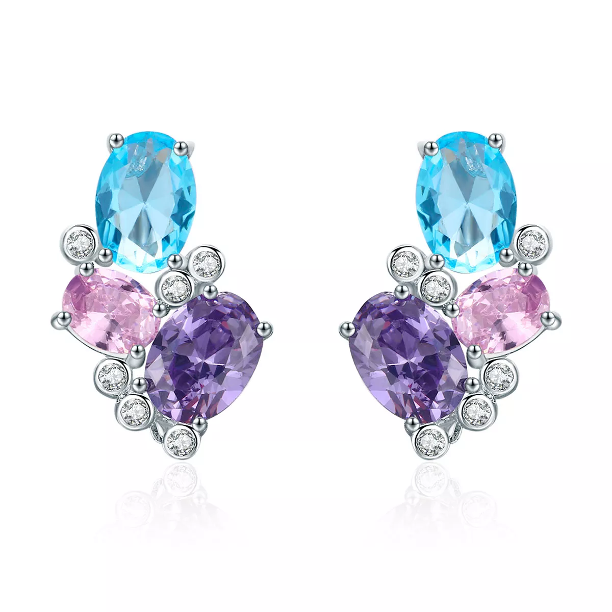 Brincos Petit Zircão Colorido estilo Pandora - SCE579