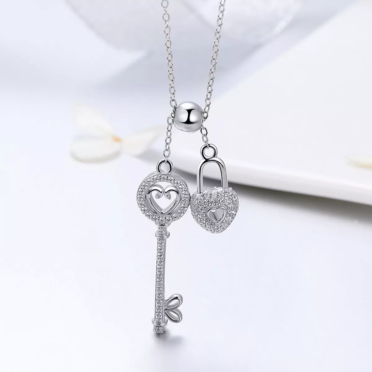Colar Chave do Heart Lock estilo Pandora - SCN290