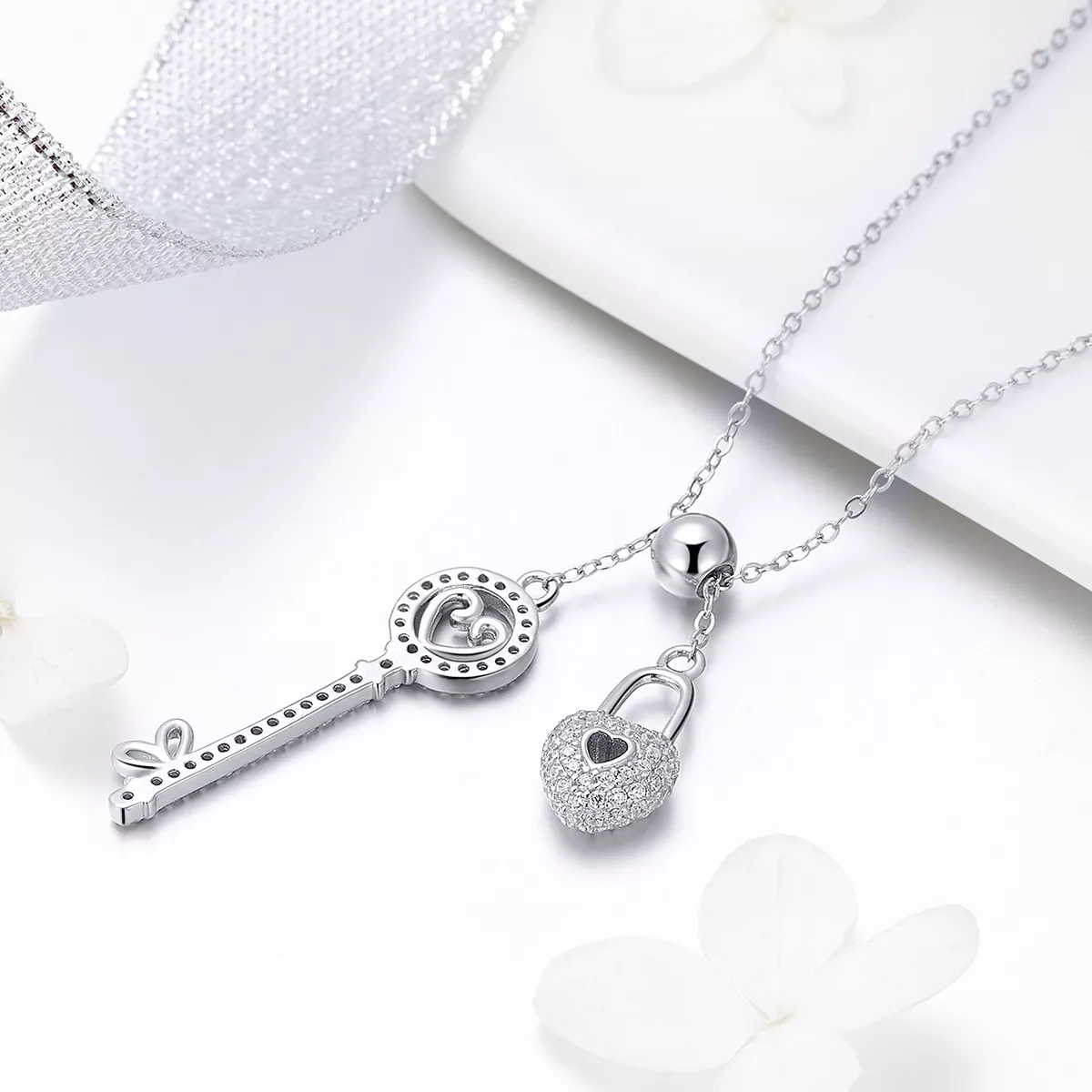Colar Chave do Heart Lock estilo Pandora - SCN290