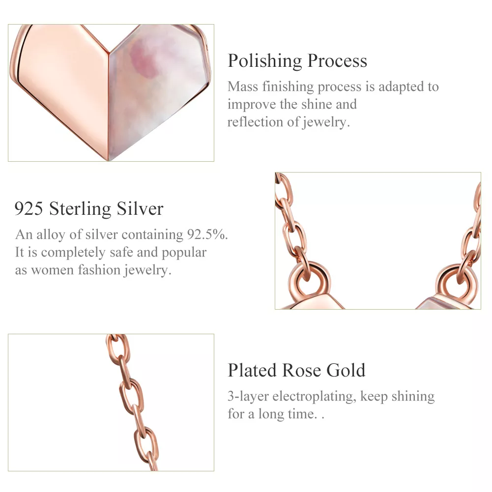 Colar Coração de Origami estilo Pandora Rose - SCN330