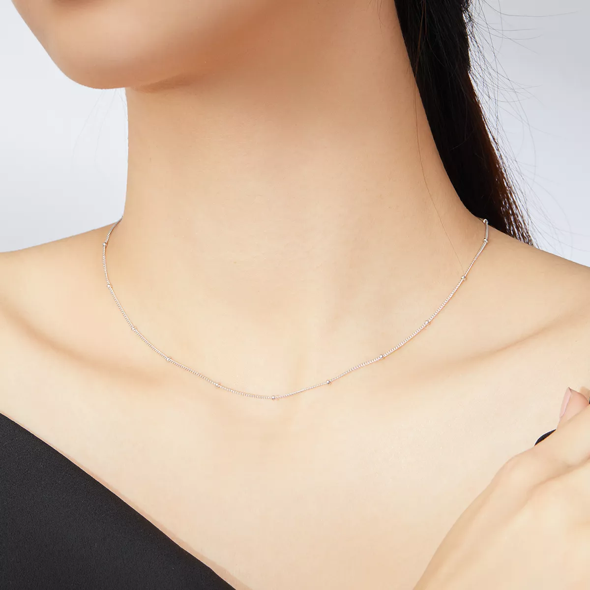 Colar Corrente Básica de Pequenas Bolas estilo Pandora - SCN391