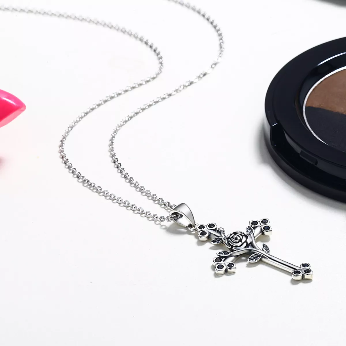 Colar Cruz de Rosa life Pandora - SCN091