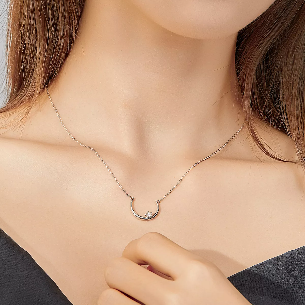 Colar Estrela offset círculo estilo Pandora - SCN382