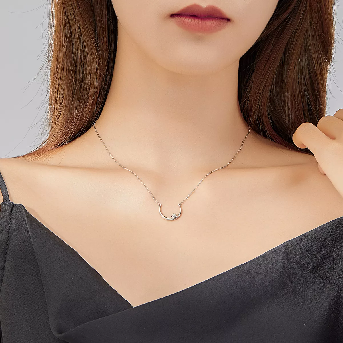 Colar Estrela offset círculo estilo Pandora - SCN382