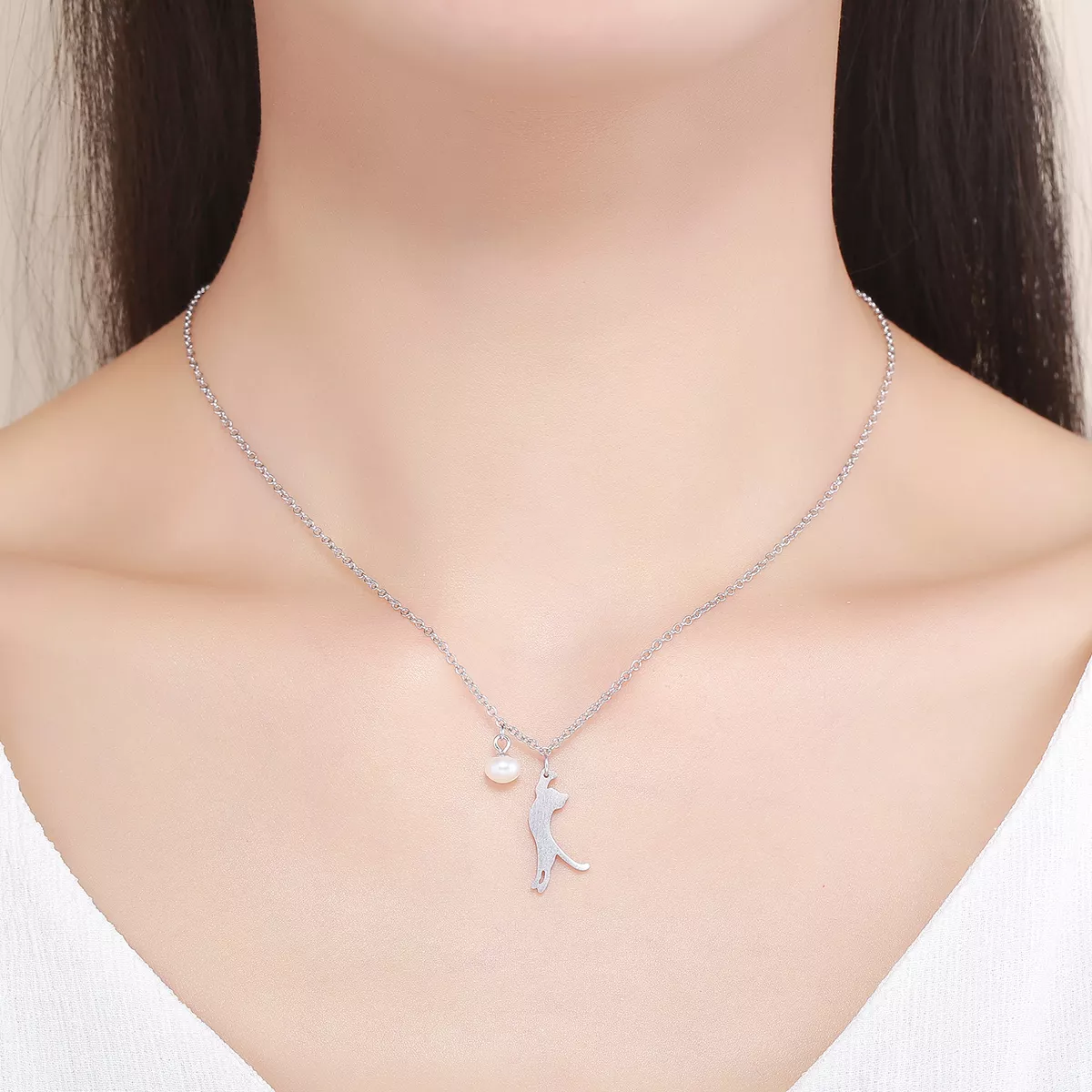 Colar Gatinho brincalhão estilo Pandora - SCN175