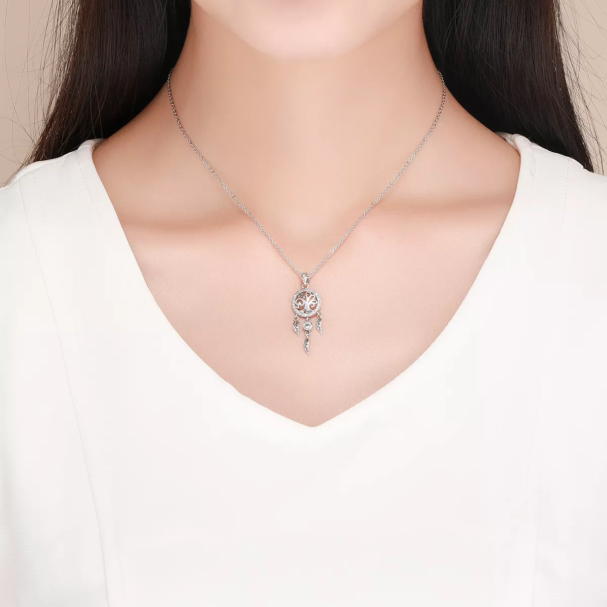 Colar Life Tree Dreamcatcher estilo Pandora - SCN298