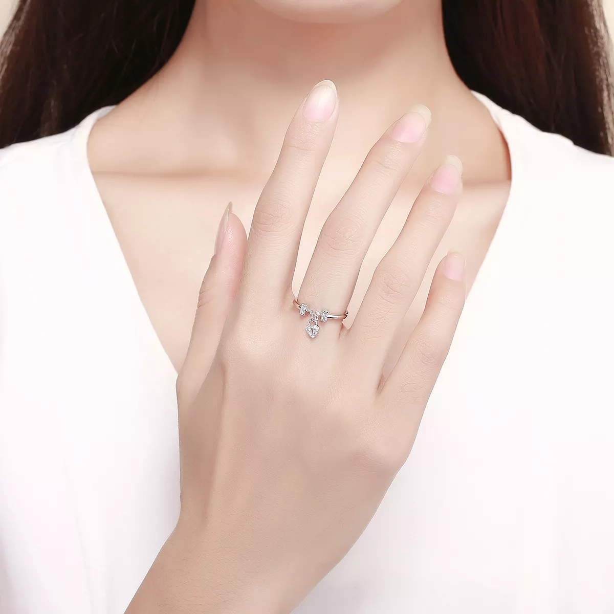 Anel Bloqueio de coração estilo Pandora - SCR466