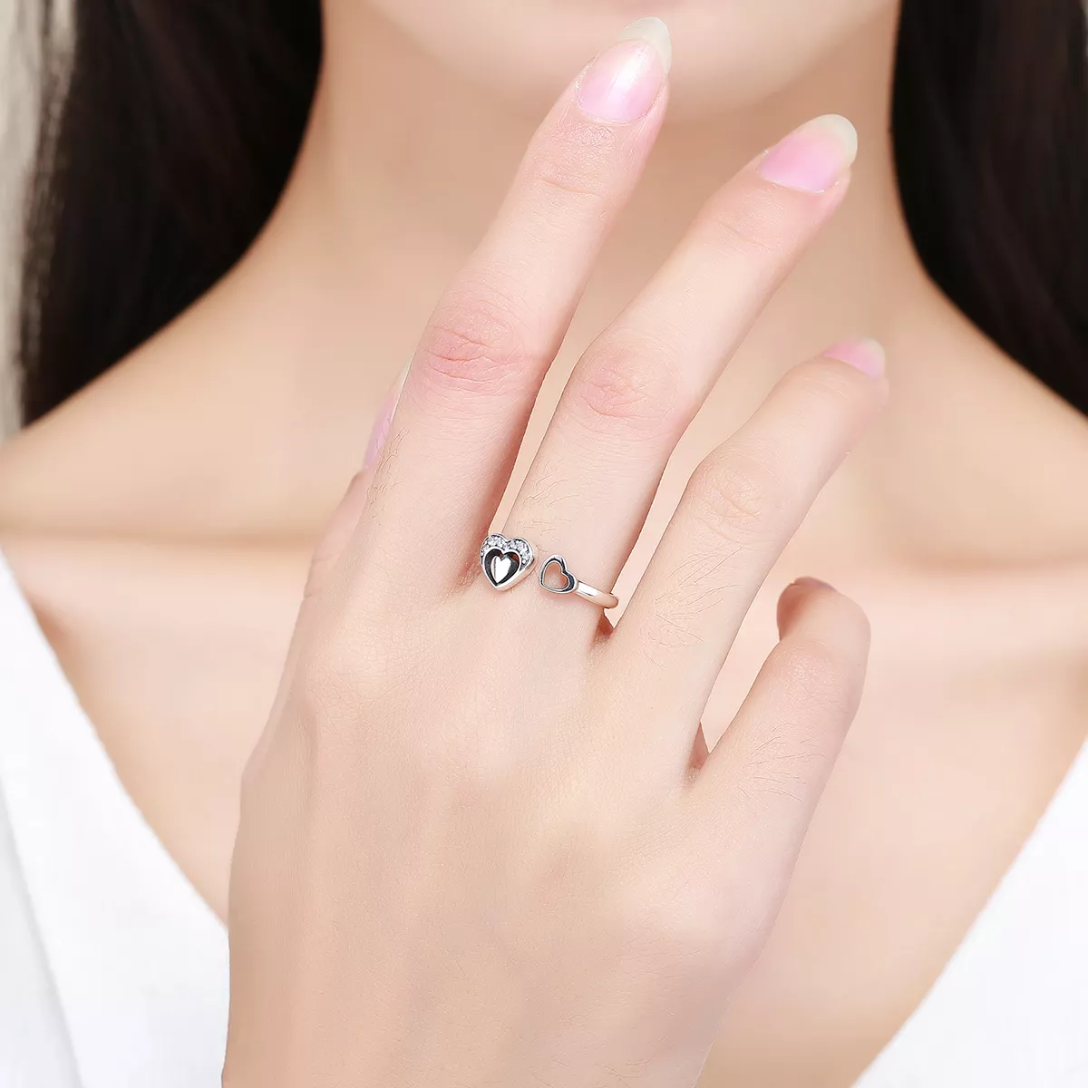Anel Coração Concomitante estilo Pandora - SCR168