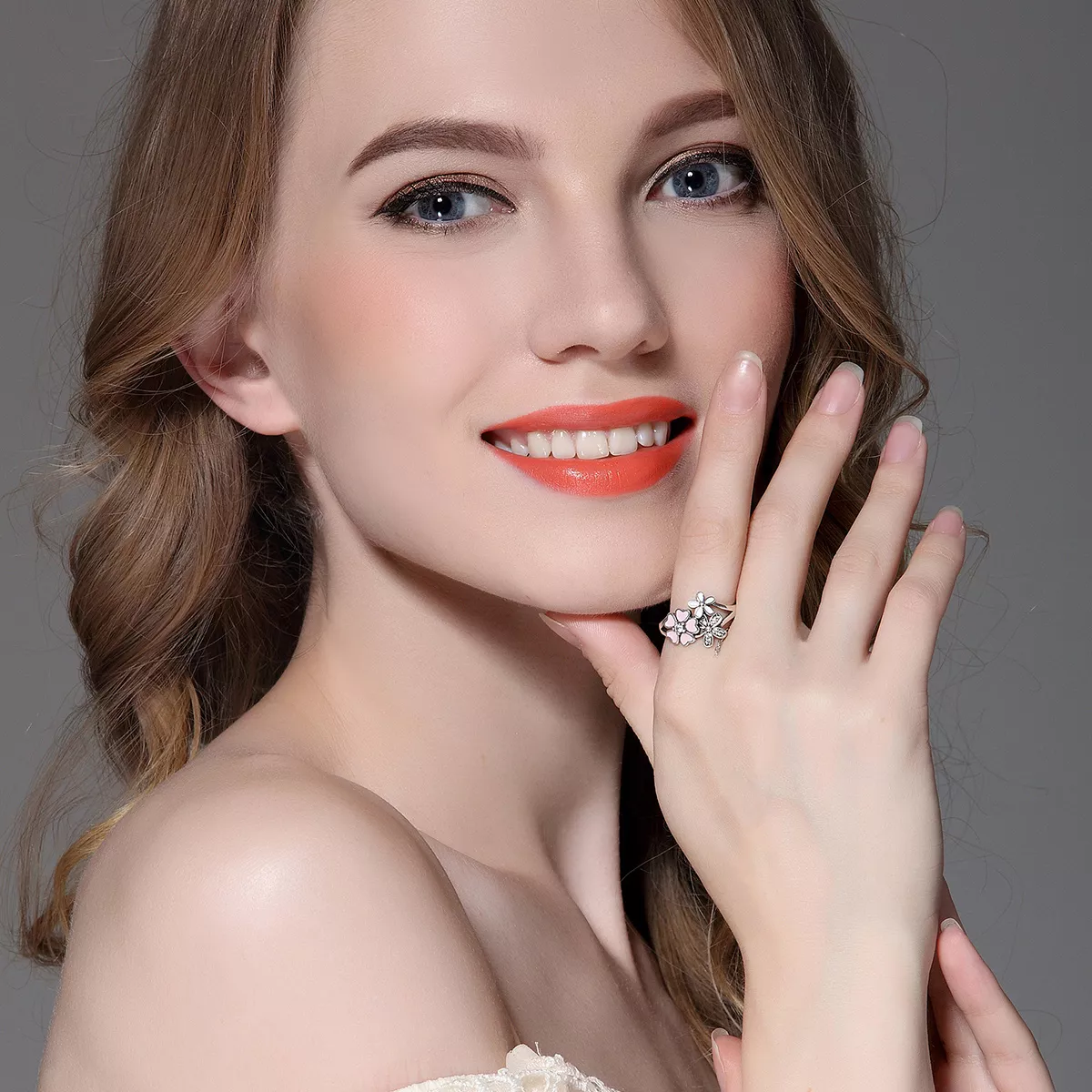 Anel Flor de cerejeira estilo Pandora - SCR004