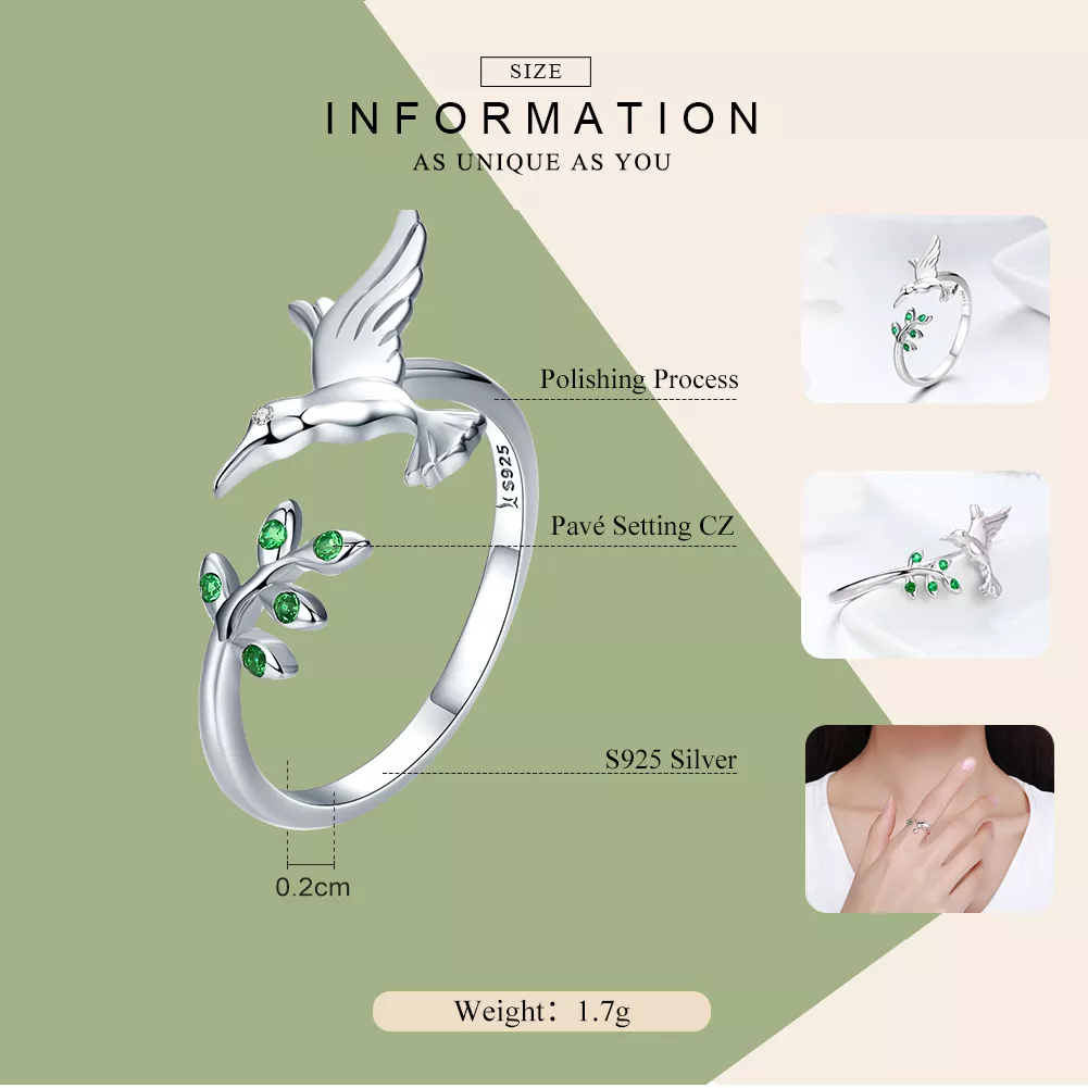 Anel Saudações dos colibris estilo Pandora - SCR323